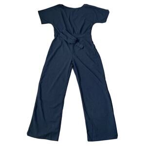 Happy Sailed Women Short Sleeve Belted Wide Leg Pant Romper Jumpsuit Black XL